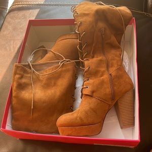 Just fab holli whiskey suede boots lace up
